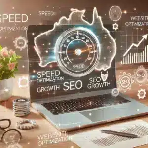 An image showing a modern and sleek WordPress website dashboard on a laptop, with visual elements representing speed, optimization, and growth. WP Xpress